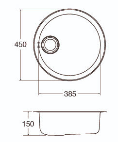 CDA KR21SS 1.0 Bowl Stainless Steel Round Kitchen Sink & Waste