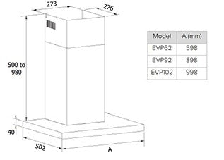 CDA EVP92SS 90cm Contemporary Extractor - Stainless Steel