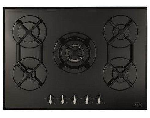 CDA HVG721BL 70cm Five Burner Gas On Glass Hob