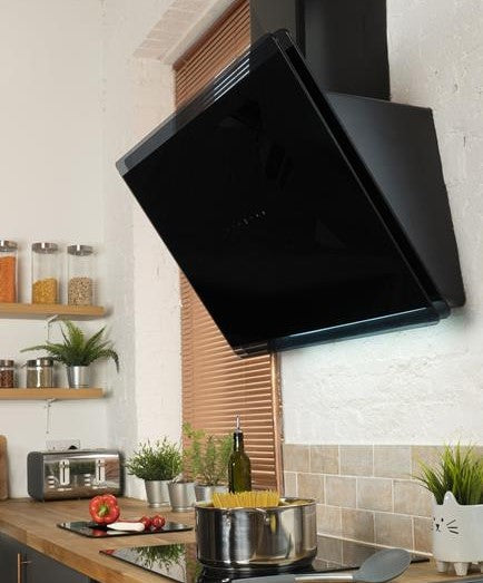 CDA EXG90BL 90cm Gesture Control Angled Extractor Black Glass