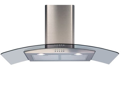 CDA ECP92SS Curved Glass Chimney Hood 90cm - Stainless Steel