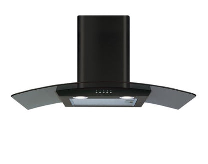 CDA ECP82BL Curved Glass Chimney Hood 80cm - Black