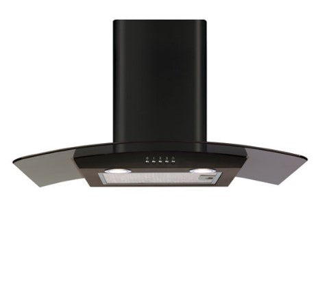 CDA ECP72BL Curved Glass Chimney Hood 70cm Black