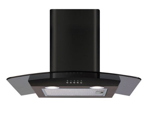 CDA ECP62BL Curved Glass Chimney Hood 60cm Black