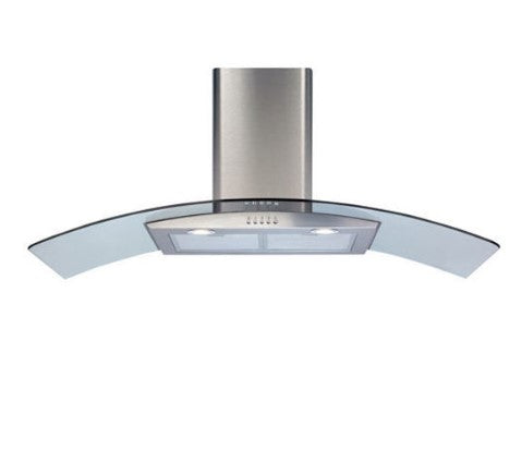 CDA ECP112SS Curved Glass Chimney Hood 100cm - Stainless Steel