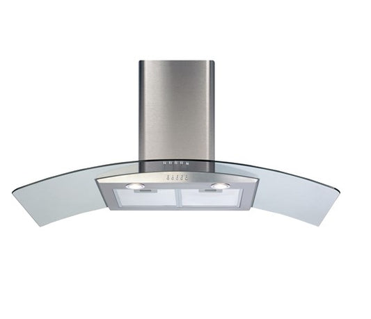 CDA ECP102SS Curved Glass Chimney Hood 100cm - Stainless Steel