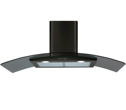 CDA ECP102BL Curved Glass Chimney Hood 100cm - Black