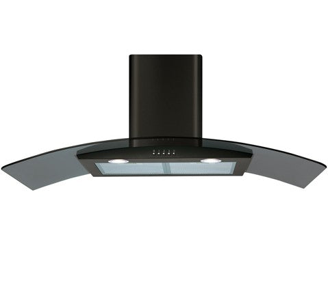 CDA ECP102BL Curved Glass Chimney Hood 100cm - Black