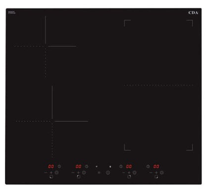 CDA HN6732FR 60cm Black Glass 4 Zone Induction Hob