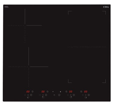 CDA HN6732FR 60cm Black Glass 4 Zone Induction Hob