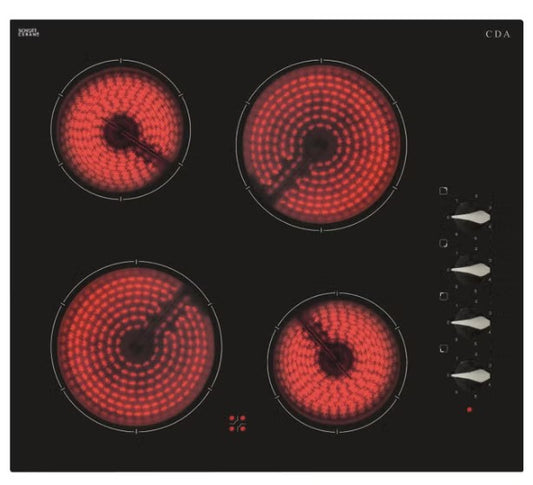 CDA HC6212FR 60cm 4 Zone Rotary Control Ceramic Hob