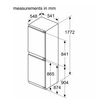 NEFF N30 KI7851FE0G Fully Integrated 50/50 Fridge Freezer Frost Free with Fixed Hinge