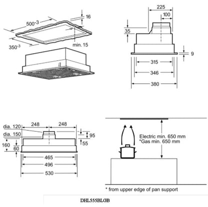 Bosch DHL555BLGB Series 4 53cm Canopy Hood SILVER