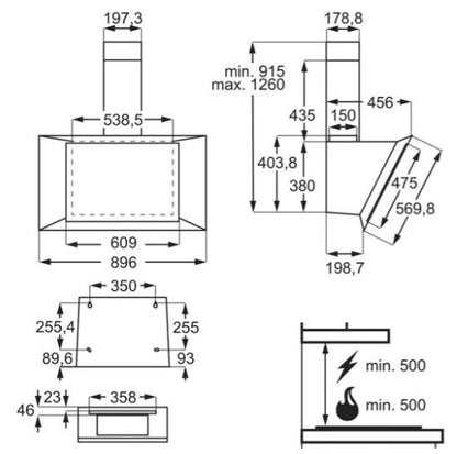 AEG DVK6981HB 90cm Screen Hood In Matt Black