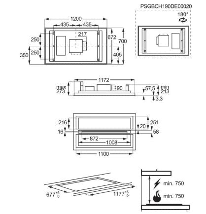 AEG DCK5281HG 120cm Celling Hood - White