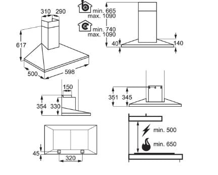 AEG DKB4650M 60cm Chimney Hood In Stainless Steel