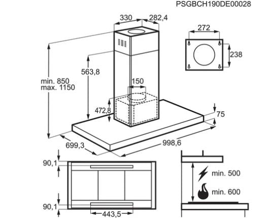 AEG DIK6180HG 100cm Island Hood In Stainless Steel