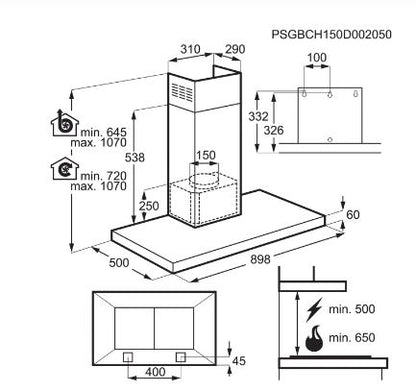 AEG DKB5960HM 90cm Chimney Hood - Stainless Steel