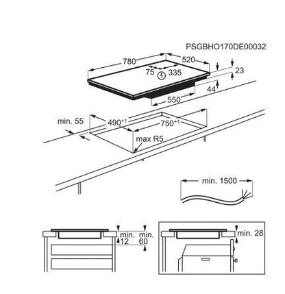 AEG IKK86681FB 80cm Induction Hob With Total Flex