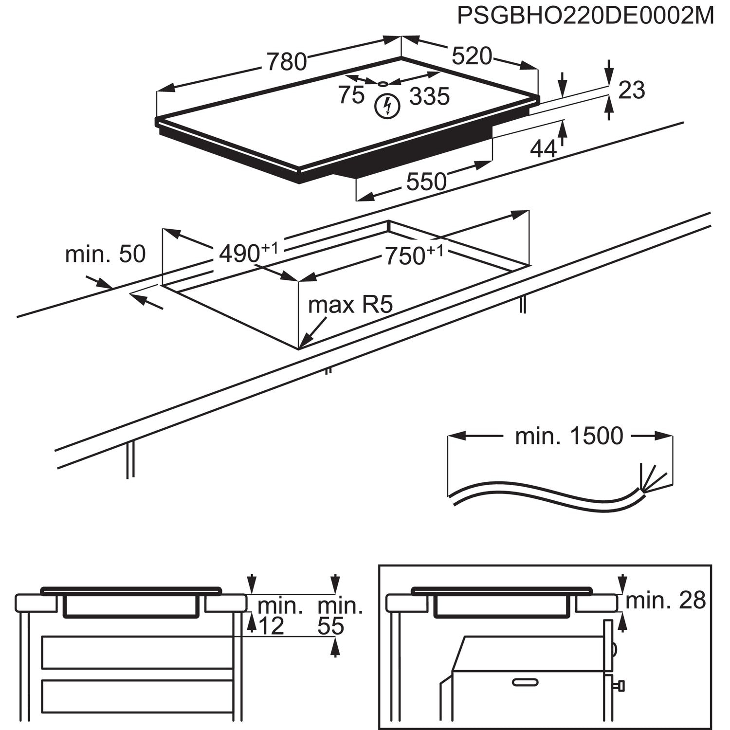 AEG IKE85751FB 80cm Maxisense Induction Hob