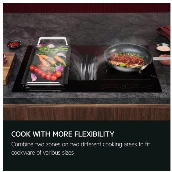 AEG NCH84C23AB Sense Fry 80 cm Induction Extractor Hob Combo Hob