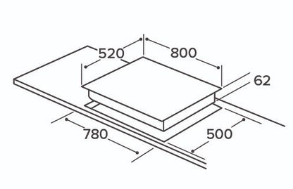 CDA HNE81FR 80cm Four Zone Induction Air Hob