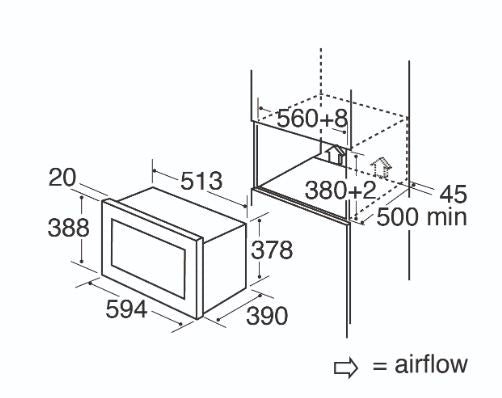 CDA VM231SS Built In Microwave With Grill - Stainless Steel
