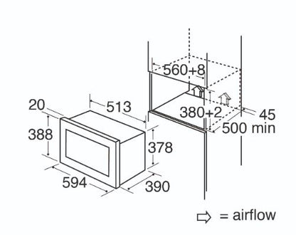 CDA VM231SS Built In Microwave With Grill - Stainless Steel