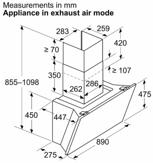 Neff D98IPT2S0B N90 90cm Angled Chimney Hood BLACK