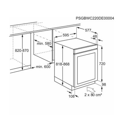 AEG AWUD040B8B 82cm Built In Dual Zone Wine Cellar