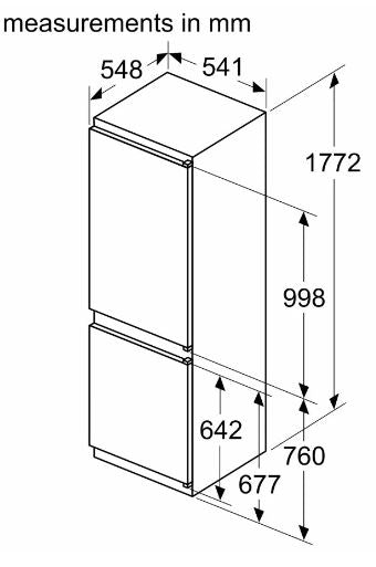 Neff KI7862SE0G 177cm Integrated 60/40 Frost Free Fridge Freezer