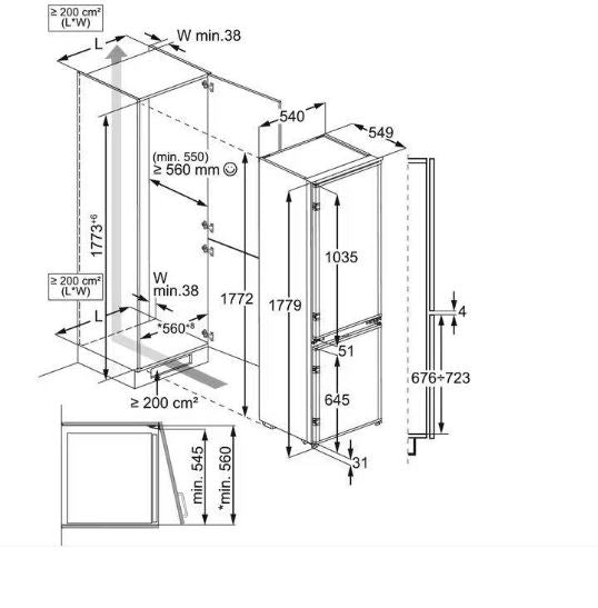 AEG OSC5S181ES 177cm Integrated 70/30 Fridge Freezer