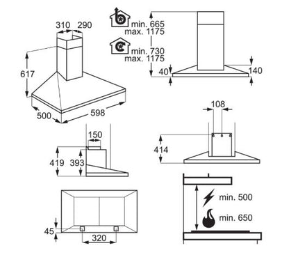 AEG DKB5660HM 60cm Chimney Hood - Stainless Steel