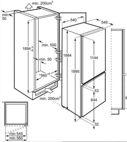 AEG SCE819E5TS Extra Tall 188cm Built In Fridge Freezer