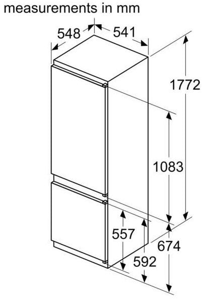 NEFF KI5872SE0G Built In Fridge Freezer Low Frost - Fully Integrated