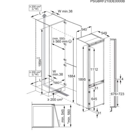 AEG NSC8M191DS 188cm Series 8000 Integrated 70/30 Frost Free Fridge Freezer