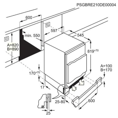 AEG NSF6I82EF 6000 Built Under Fridge with Ice Box