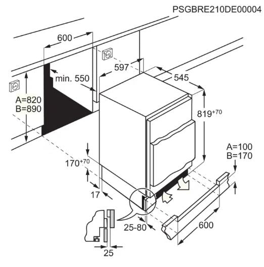 AEG NSK6I82EF Series 6000 Integrated Built Under Larder Fridge