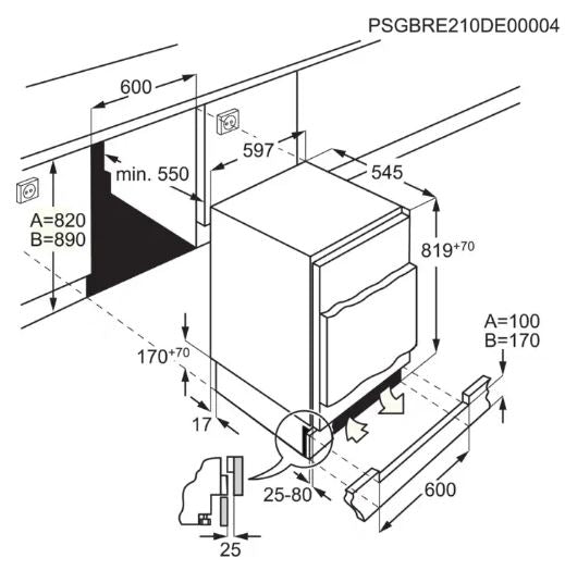 AEG OAB6I82EF Series 6000 Integrated Built Under Freezer