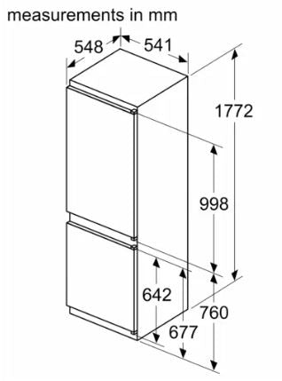 Neff KI7861SE0G N30 Integrated Frost Free Fridge Freezer 60/40