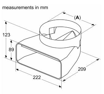 Bosch HEZ9VDSI1 Adapter Duct 150mm 90° Round Flat for Downdrafts and Vented Hobs