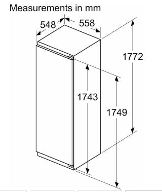 Neff KI2821SE0G N30 177cm Integrated In Column Fridge With Ice Box