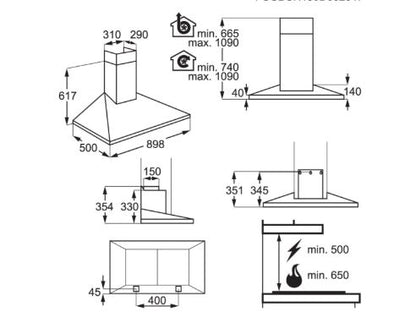 AEG DKB4950M 90cm Chimney Hood STAINLESS STEEL