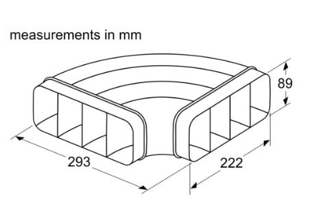 Neff Z861SB1 Flat Channel 90° Horizontal Bend for Vented Hobs and Downdraft Hoods