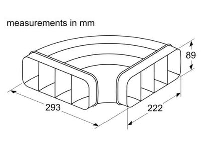 Neff Z861SB1 Flat Channel 90° Horizontal Bend for Vented Hobs and Downdraft Hoods