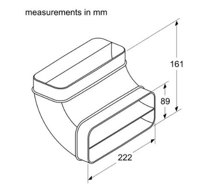 Bosch HEZ9VDSB2 Flat Channel 90º Vertical Bend (Large Radius) Suitable For Worktop Depth Minimum 70cm for Vented Hobs and Downdraft Hoods