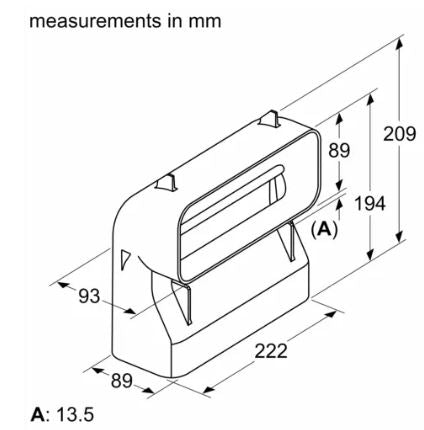 Neff Z861SB4 Flat channel 90º vertical bend for Vented Hobs and Downdraft Extractors