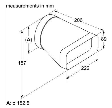 Neff Z861SI1 Adapter Duct 150mm 90° Round Flat for Downdrafts and Vented Hobs