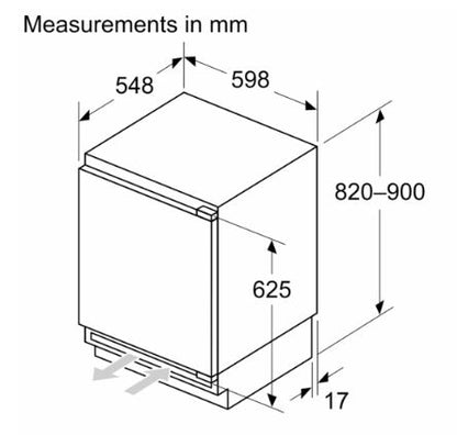 Neff KU2222FD0G N50 Integrated Built Under Fridge With Ice Box