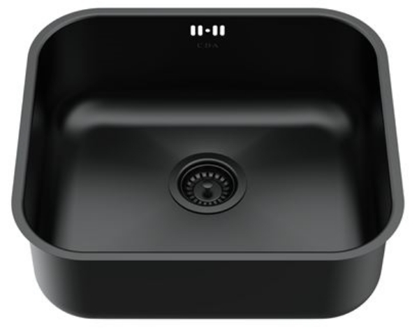 Picture of CDA KCC33BL curved single bowl undermount sink in black 